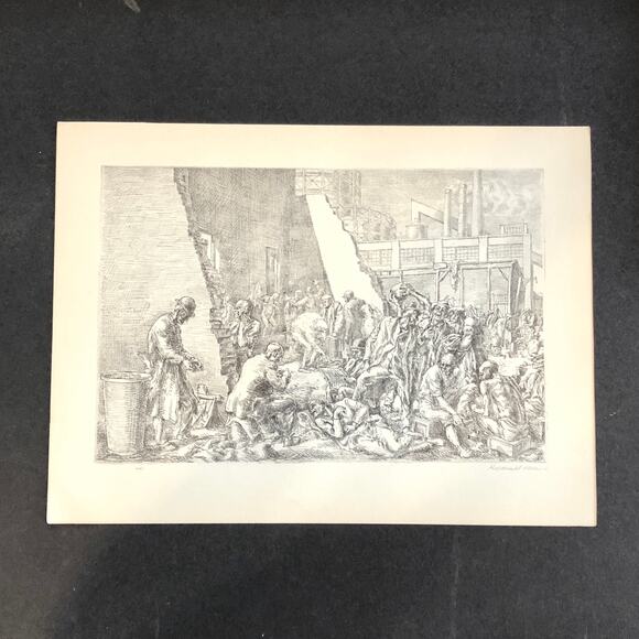 Reginald Marsh "The Jungle" 1930s Art Print Great Depression New York Sketch Vtg - Picture 1 of 11